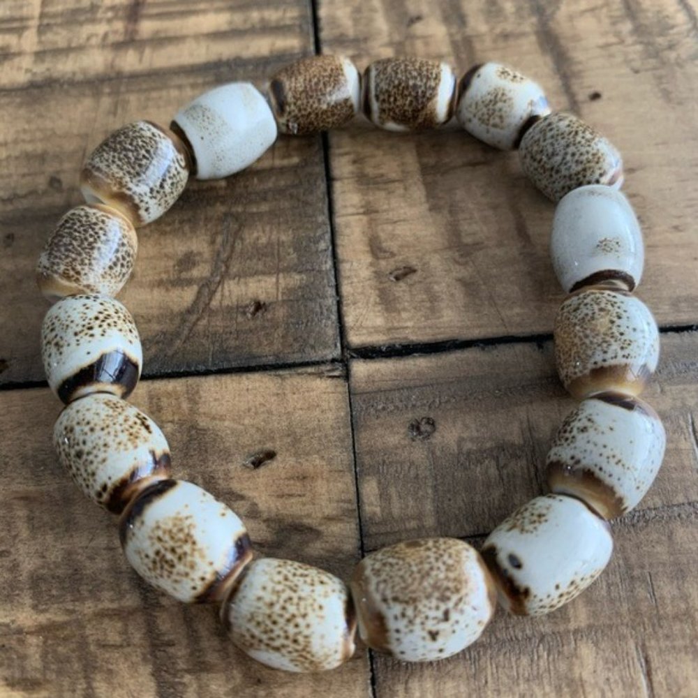 4pc Handmade 10mm Porcelian Bead Stretch Bracelet - Picture 7 of 8